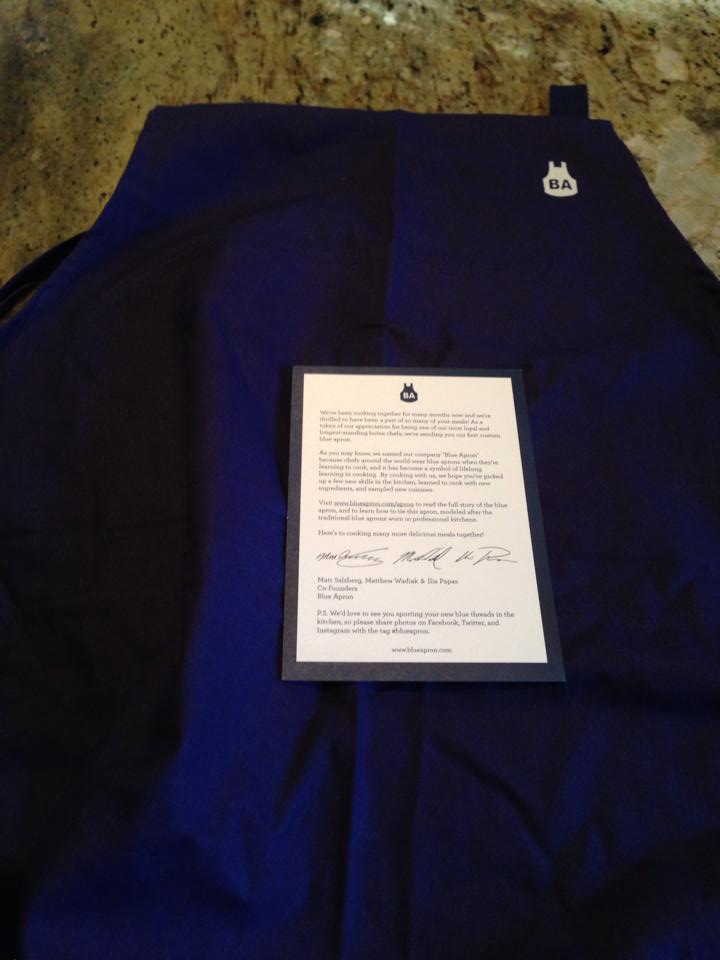 Blue Apron sent me a blue apron for being a long-time customer!