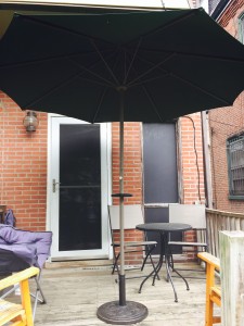 Umbrella fully open (crank operated)